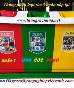 Thùng phân loại rác 3 ngăn