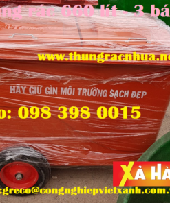 Thùng rác 660 lít - 3 bánh xe