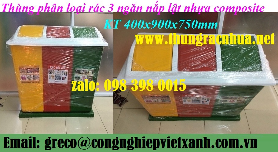 Thùng phân loại rác 3 ngăn