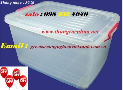 Thùng nhựa trong 30 lít
