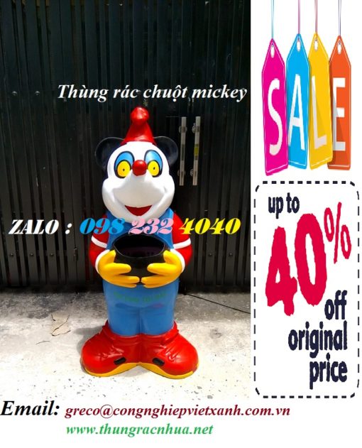 thùng rác chuột mickey