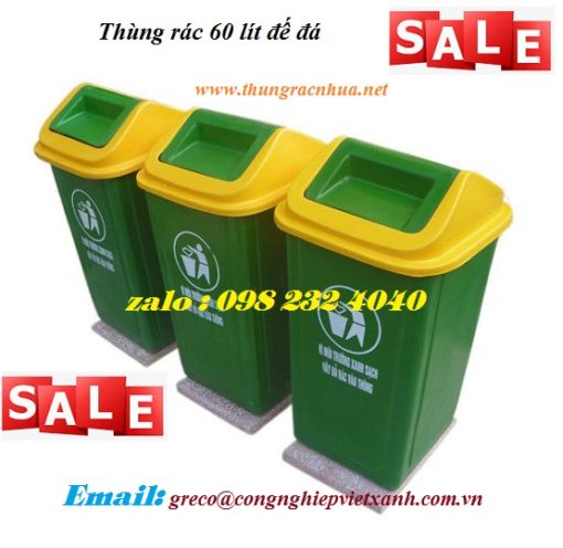 Thùng rác composite đế đá 60 lít