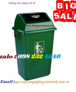 Thùng rác nhựa nắp bập bênh HDPE 60 lít