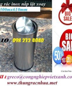 thùng rác inox nắp lật xoay