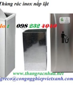 Thùng rác inox vuông nắp lật