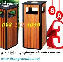 thùng rác gỗ vuông