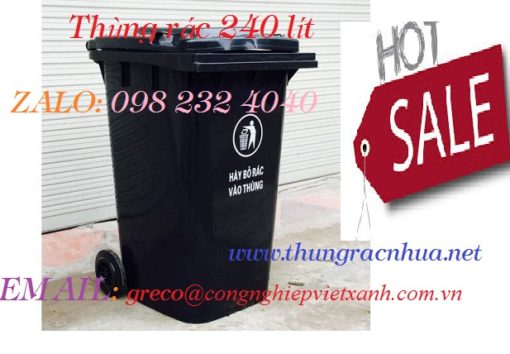 thùng rác 240 lít màu đen