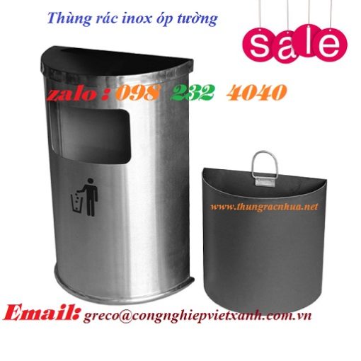 Thùng rác inox óp tường