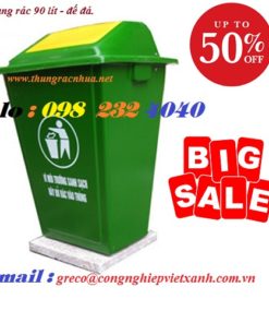 Thùng rác nhựa composite 90 lít đế đá