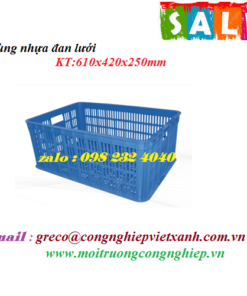 Thùng nhựa đan lưới 610x420x250mm
