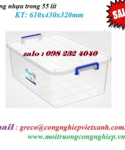 Thùng nhựa trong 55 lít 610x430x320mm