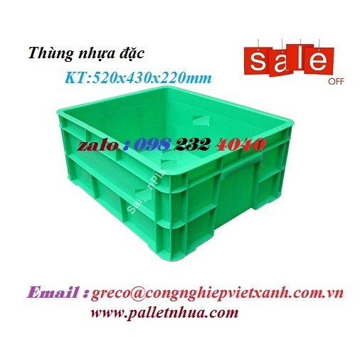 Thùng nhựa đặc 520x430x220mm (VXT40)