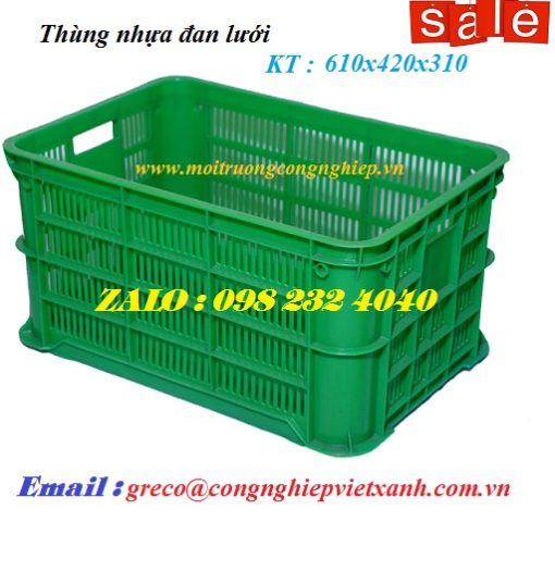 Thùng nhựa đan lưới610x420x310mm