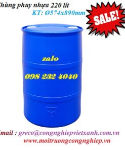 Thùng phuy nhựa 220 lít nắp nhỏ Ø574x890mm