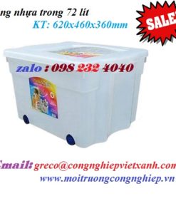 Thùng nhựa trong 72 lít 620x460x360mm