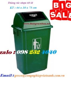 Thùng rác nhựa nắp bập bênh HDPE 60 lít