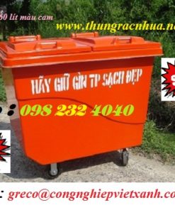 Thùng rác công cộng 660 lit màu cam
