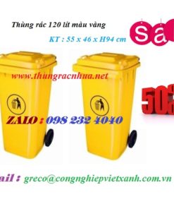 Thùng rác 120 lít màu vàng