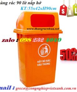 Thùng rác 90 lít nắp hở