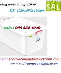 Thùng nhựa trong 220 lít 1020x605x460mm