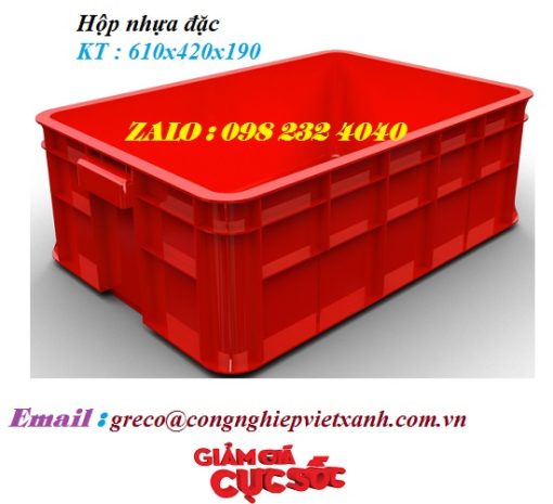 Hộp nhựa đặc 610x420x190mm