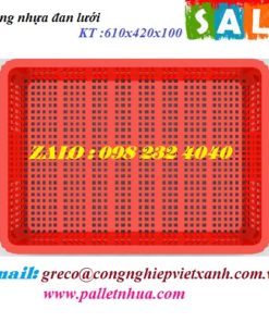 Thùng nhựa đan lưới 610x420x100mm