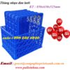 Thùng nhựa đan lưới 8 bánh xe 850x630x525mm