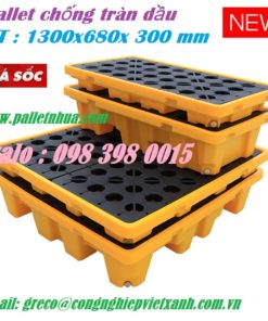 Pallet chống tràn dầu 2 phuy, 4 phuy