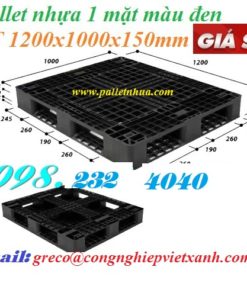 Pallet nhựa đen 1200x1000x150mm