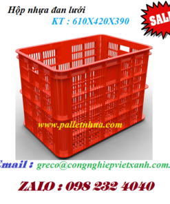 Thùng nhựa đan lưới 610x420x390mm