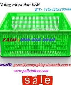 Thùng nhựa đan lưới 610x420x190mm
