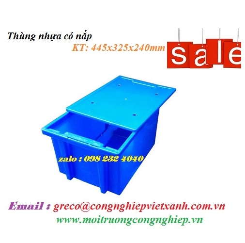 Sóng nhựa bít có nắp 445x325x240mm (VXT25)