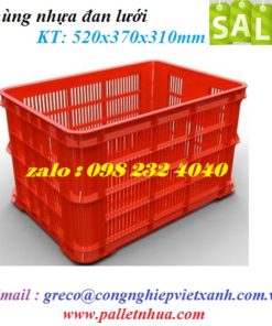 Thùng nhựa đan lưới 520x370x310mm
