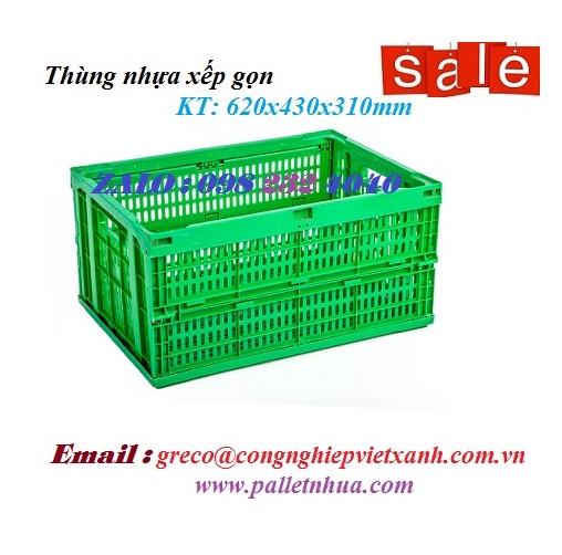 Sóng nhựa xếp gập 620x430x310mm (VX3T1)