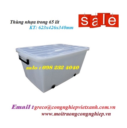 Thùng nhựa trong 65 lítcó bánh xe (VX6550)
