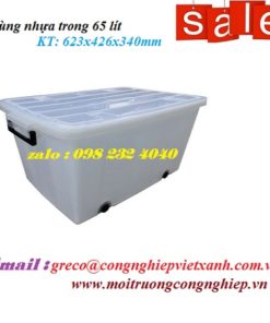 Thùng nhựa trong 65 lítcó bánh xe