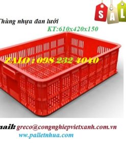Thùng nhựa đan lưới 610x420x150mm
