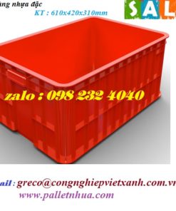 Thùng nhựa đặc 610x420x250mm