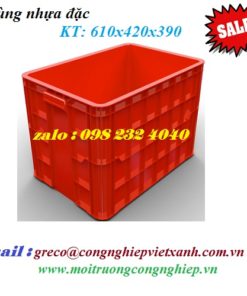 Thùng nhựa đặc 610x420x390mm