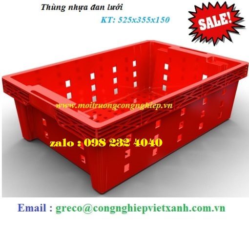 Thùng nhựa đan lưới 525x355x150mm