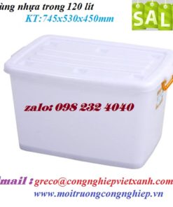 Thùng nhựa trong 120 lít 745x530x450mm