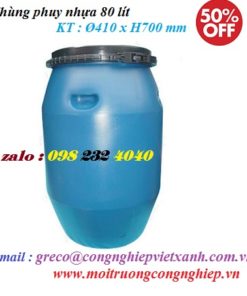 Thùng phuy nhựa 80 lít Ø410x700mm