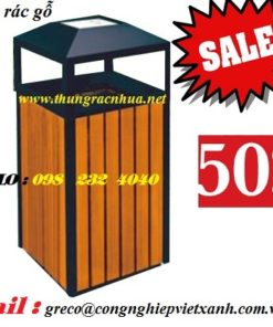 thùng rác gỗ ngoài trời