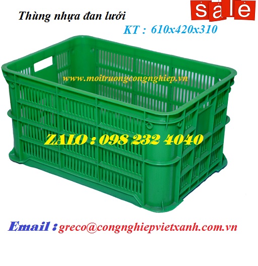 Thùng nhựa đan lưới 610x420x310mm (VX004)