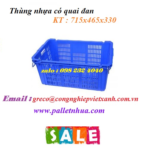 Thùng nhựa có quai đan lưới 715x465x330mm (VX011Q)
