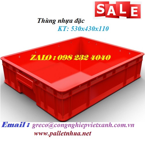 Thùng nhựa đặc 530x430x110mm (VX006)