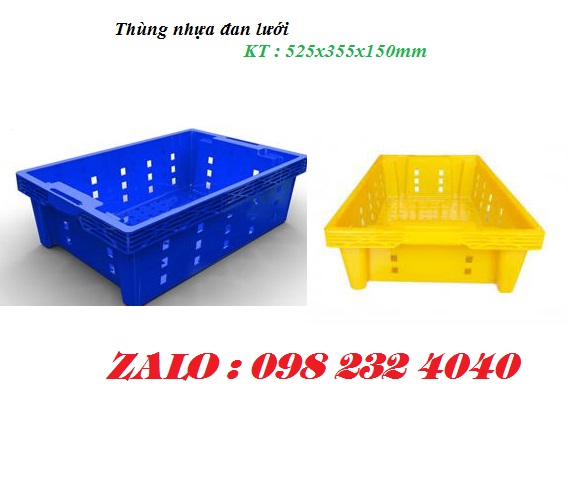 Thùng nhựa đan lưới 525x355x150mm (VX002)