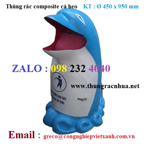 Thùng rác composite cá heo Ø 450 x 950 mm (FTR-CH)