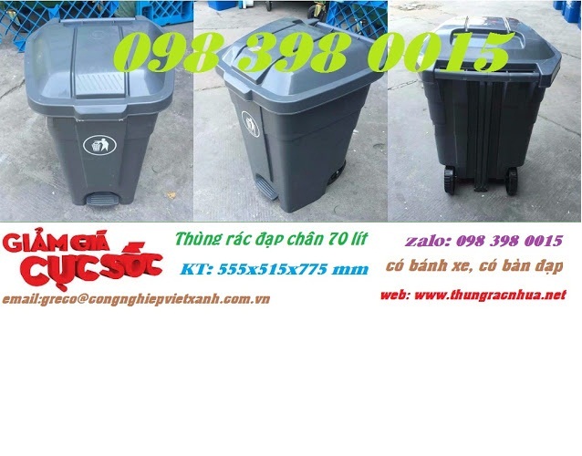 Thùng rác nhựa đạp chân 70 lít.