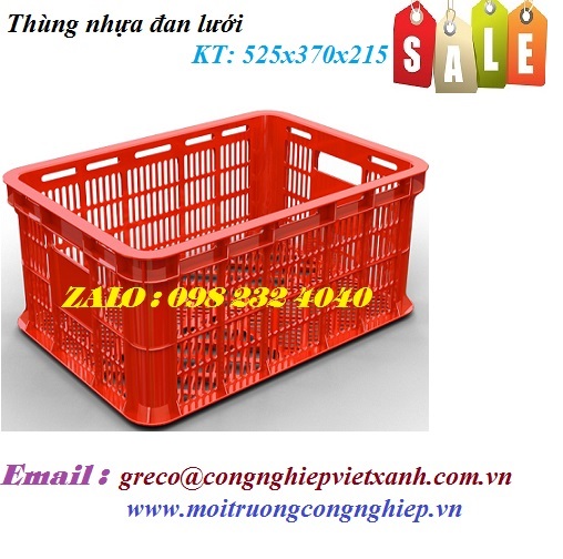 Thùng nhựa đan lưới 525x370x215mm